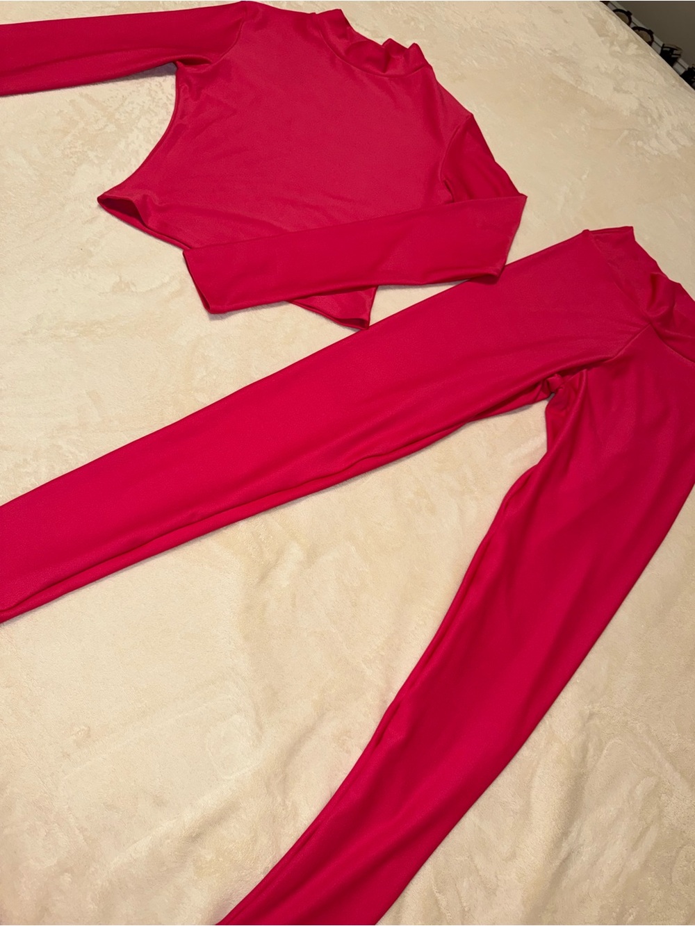NaNa Bright Hot Pink Two-Piece High-Waist Legging Set